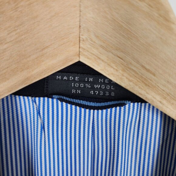 Tommy Hilfiger Mens Wool‎ Suit Jacket Size 38S Regular Black With Blue Striped - Picture 6 of 7